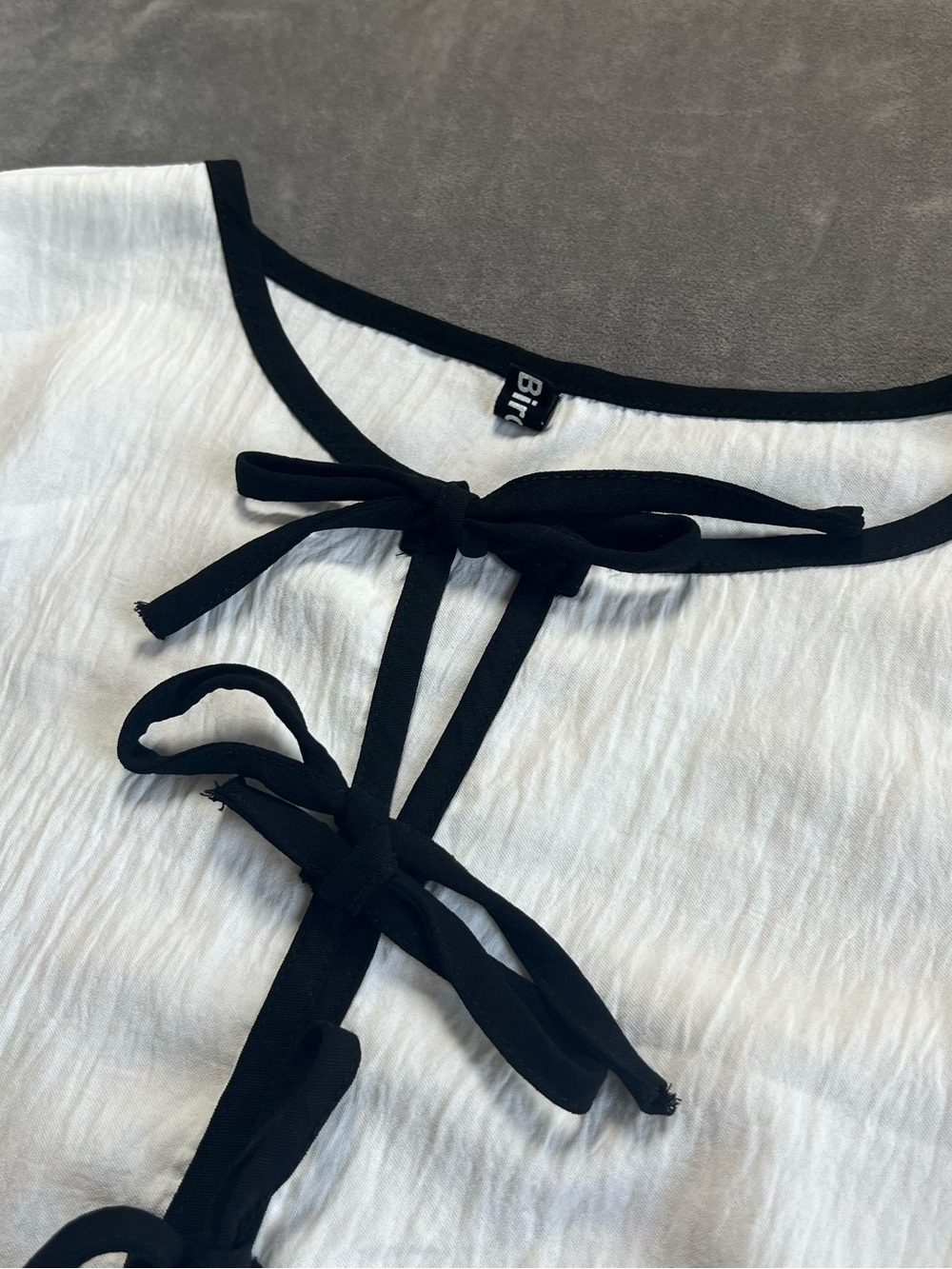 CHANEL style White Blouse with Black Trim and Ties - Picture 2 of 8